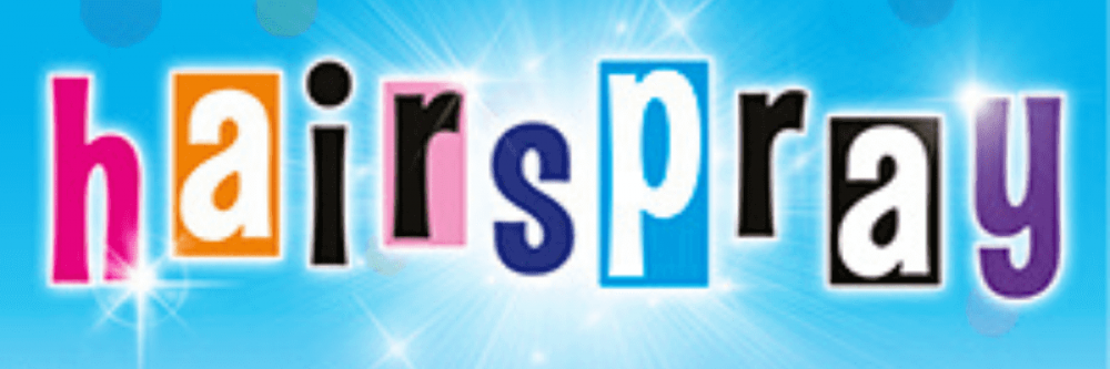 Hairspray promotional image with bubbles filled with images from past productions.
